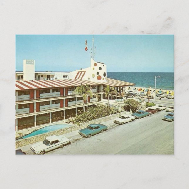 Vintage Piratenflagge Hotel Ft. Lauderdale Florida Postkarte (Vorderseite)