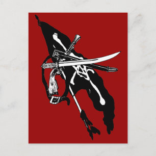 Vintage-Piratenflagge, Jolly Roger Totenkopf und K Postkarte
