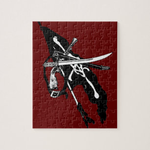 Vintage-Piratenflagge, Jolly Roger Totenkopf und K Puzzle
