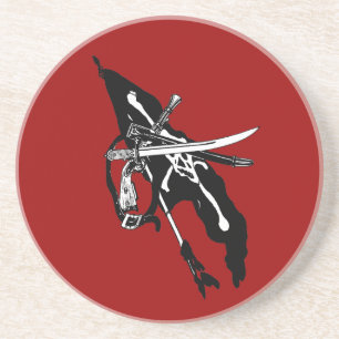 Vintage-Piratenflagge, Jolly Roger Totenkopf und K Sandstein Untersetzer