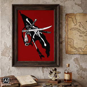 Vintage Piratenflagge, Piratenflagge Skull Crossbo Poster