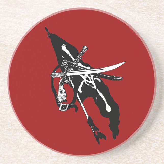 Vintage Piratenflagge, Piratenflagge Skull Crossbo Sandstein Untersetzer (Vorne)