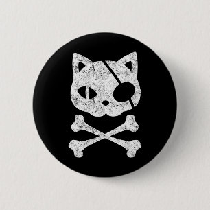 Vintage Piratenkatze Katzenkätzchen Halloween Skul Button