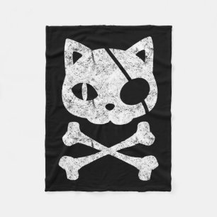Vintage Piratenkatze Katzenkätzchen Halloween Skul Fleecedecke