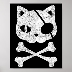 Vintage Piratenkatze Katzenkätzchen Halloween Skul Poster
