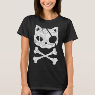 Vintage Piratenkatze Katzenkätzchen Halloween Skul T-Shirt