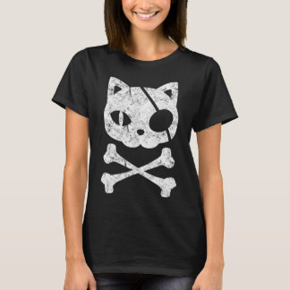 Vintage Piratenkatze Katzenkätzchen Halloween Skul T-Shirt