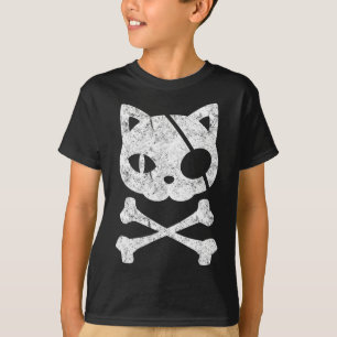 Vintage Piratenkatze Katzenkätzchen Halloween Skul T-Shirt