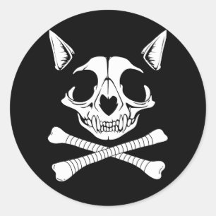 Vintage Piratenkatze Kitten Skull Cross Halloween  Runder Aufkleber