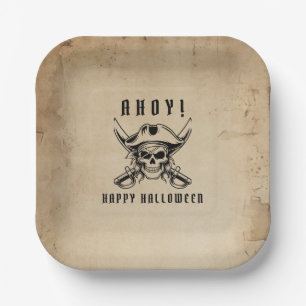 Vintage Piratenschädel Halloween Pappteller