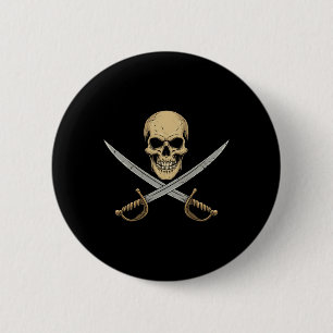 Vintage Piratenschädel Karibik Kreuzfahrt Hallowee Button