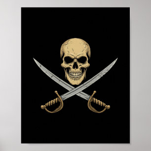 Vintage-Piratenschädel-Karibik-Kreuzfahrt-Hallowee Poster