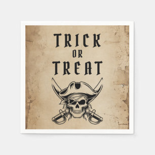 Vintage-Piratenschädel-Süßes-oder-Saures-Halloween Serviette
