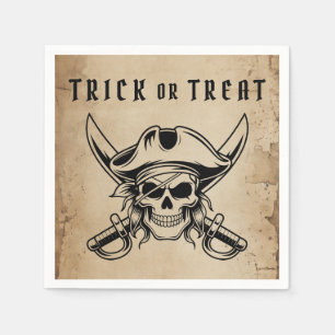 Vintage-Piratenschädel-Süßes-oder-Saures-Halloween Serviette