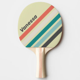 Vintage Pistachio Angled Striping with Name Tischtennis Schläger