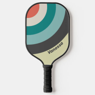 Vintage Pistazien Kreis Streifen mit Namen Pickleball Schläger