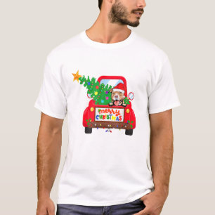 Vintage Pit Bull Hund fährt auf rotem Lastwagen We T-Shirt