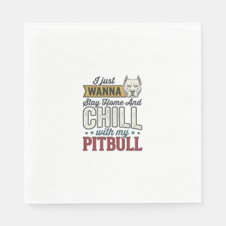 Vintage Pitbull Bleib Zu Hause Und Chill Hundefreu Serviette