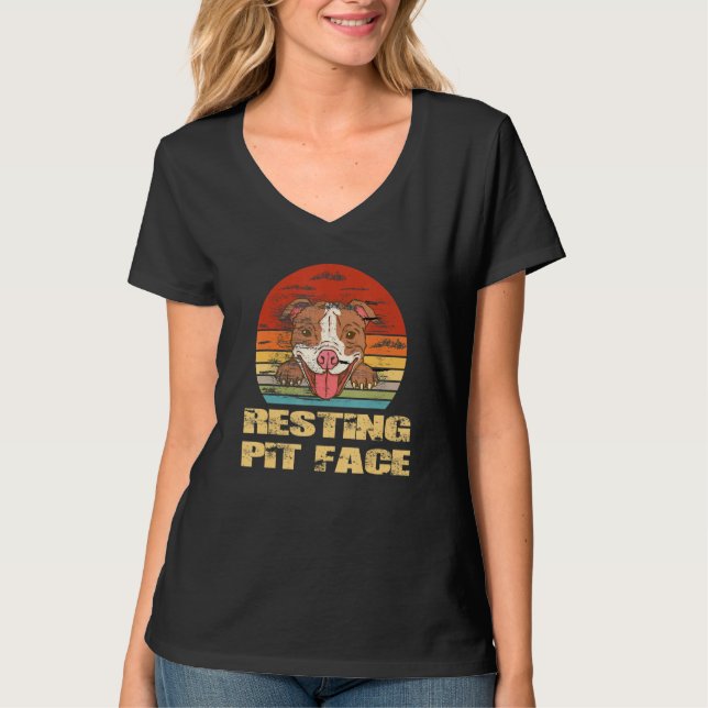 Vintage Pitbull  Entspanntes Pitbull-Gesicht  Pitb T-Shirt (Vorderseite)