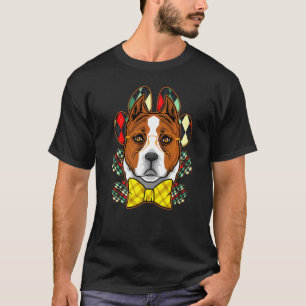 Vintage-Pitbull mit Brille und Studenten-Krawatte T-Shirt