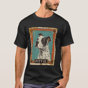 Vintage Pitbull Tarot Card Pittie Schwarz-weißer P T-Shirt