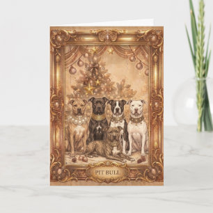 Vintage-Pitbull-Weihnachtsgrußkarte - Elegant Karte