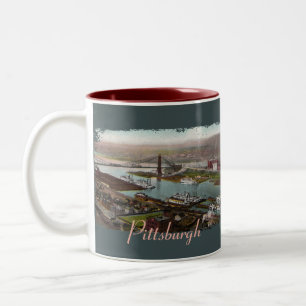 Vintage Pittsburgh 1800er-Jahre Kaffee-Tasse Zweifarbige Tasse