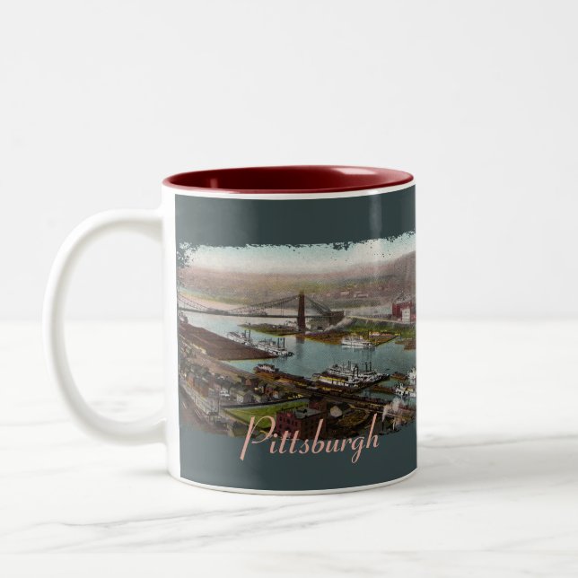 Vintage Pittsburgh 1800er-Jahre Kaffee-Tasse Zweifarbige Tasse (Links)