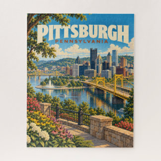 Vintage Pittsburgh Pennsylvania Skyline Reise Puzzle