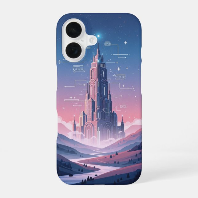 Vintage Pixel-Arcade Magischer Turm iPhone 16 Hülle (Rückseite)