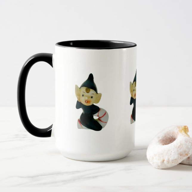 Vintage Pixie Elf Weihnachtskaffee Tasse (Mit Donut)