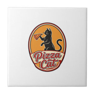 Vintage-Pizza-Katze Retro Lustiges Katzenliebhaber Fliese