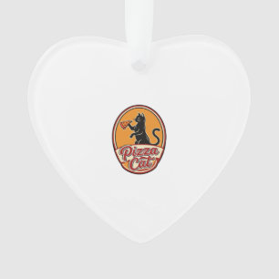 Vintage-Pizza-Katze Retro Lustiges Katzenliebhaber Ornament
