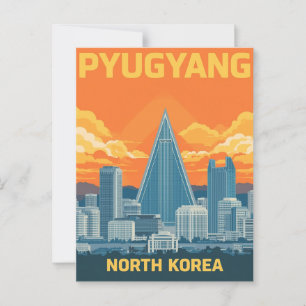 Vintage Pjöngjang Nordkorea Ryugyong Hotel Postkarte