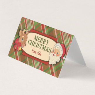 Vintage Plaid Merry Christmas Treat Bag Topper Visitenkarten