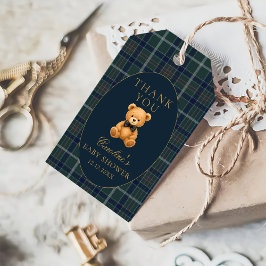 Vintage Plaid Teddy Bear Baby Shower Gift Tags  Geschenkanhänger
