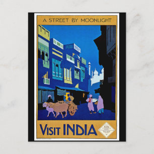 Vintage Plakat, Besuchen Sie Indien, Postkarte