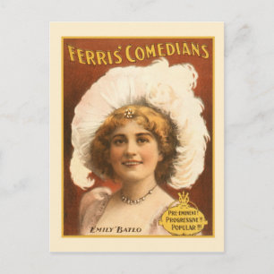 Vintage-Plakat der darstellenden Künste Ferris Com Postkarte