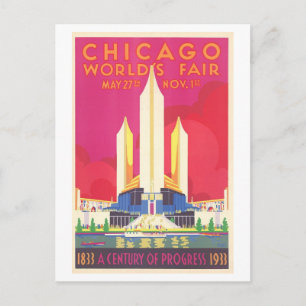 Vintage-Plakat der Weltausstellung in Chicago (193 Postkarte