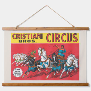 Vintage-Plakat des Cristiani Brothers Circus Wandteppich Mit Holzrahmen
