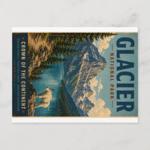 Vintage-Plakat Glacier-Nationalpark mit rauem P Feiertagspostkarte