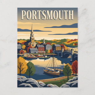 Vintage-Plakat Hafen von Portsmouth New Hampshire Postkarte