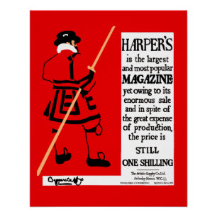 Vintage-Plakat Harper's Magazine Beefeater Poster