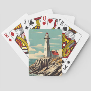 Vintage Plakat Leuchtturm Spielkarten