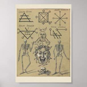 Vintage-Plakat mit okkulten Symbolen Poster