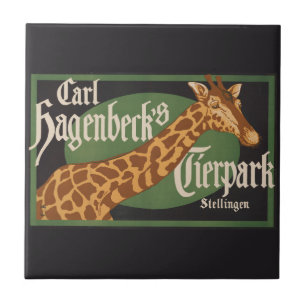 Vintage-Plakat von Carl Hagenbecks Tierpark-Zirkus Fliese