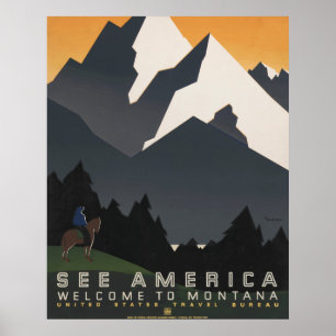 Vintage Plakat zur Förderung des Reisens nach Mont