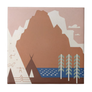 Vintage-Plakat zur Förderung des Reisens nach Mont Fliese
