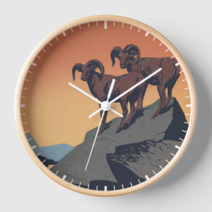 Vintage-Plakat zur Förderung von Reisen in Nationa Uhr
