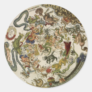 Vintage Planisphäre Himmels Karte von Peter Apian Runder Aufkleber